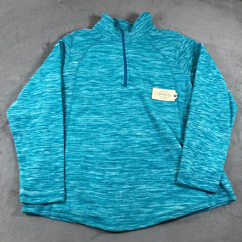 St. John's Bay Classic Quarter Zip blue Space Dye Pullover XL